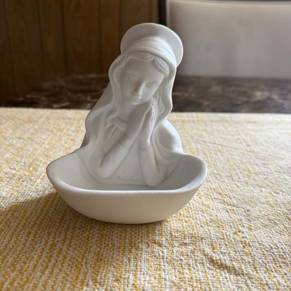 Autom Our Lady of Grace Rosary Holder 5" White Porcelain
